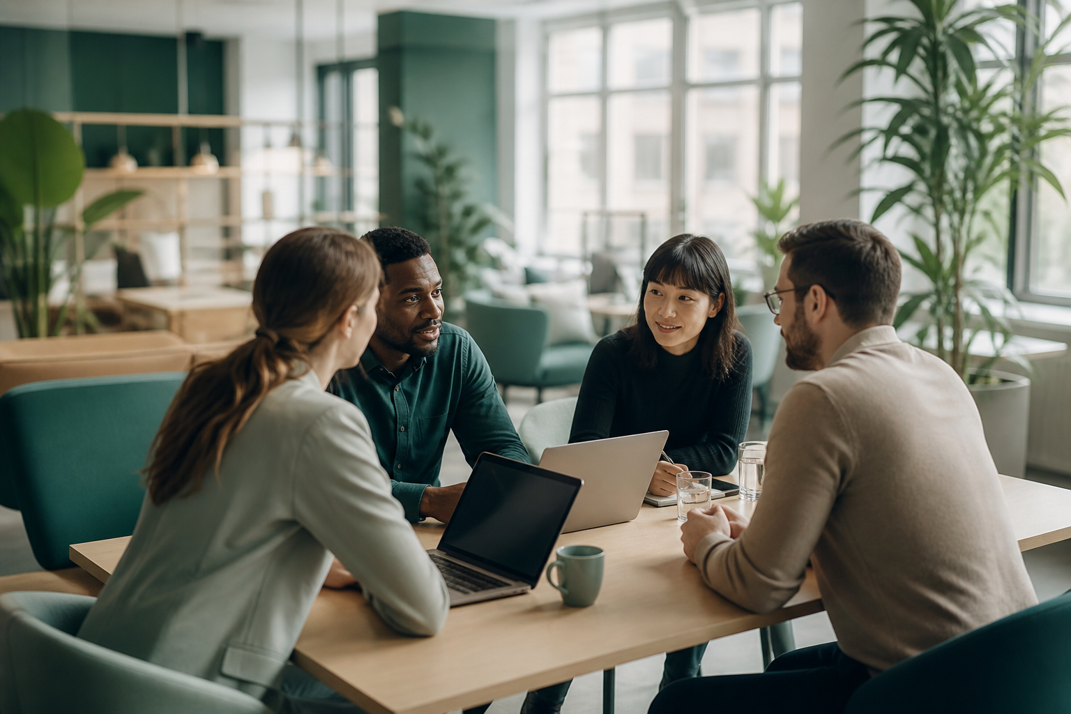 The PortoHR team collaborating in a modern office